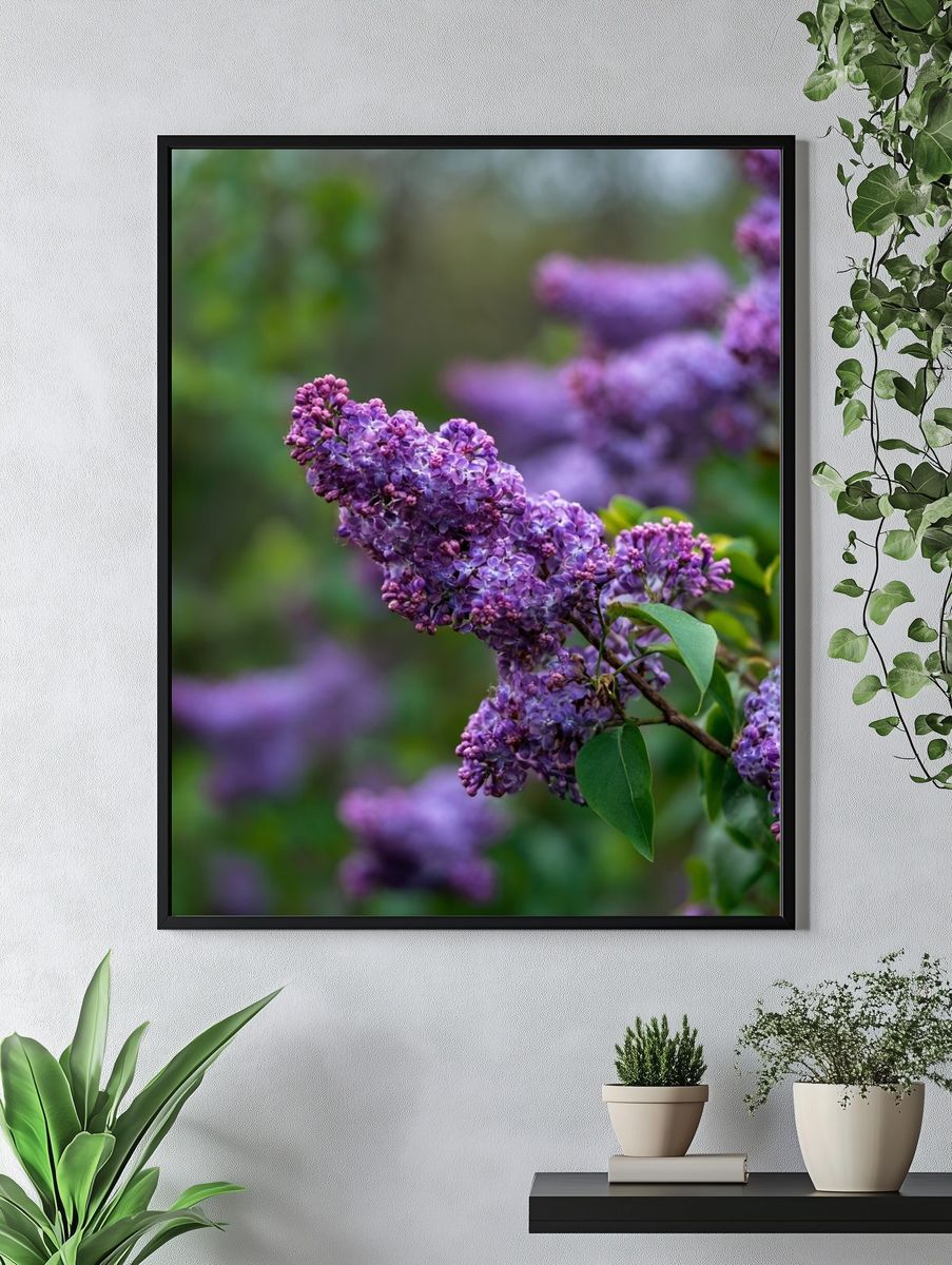 Lilac Blossoms — Botanical Print. — room view 4