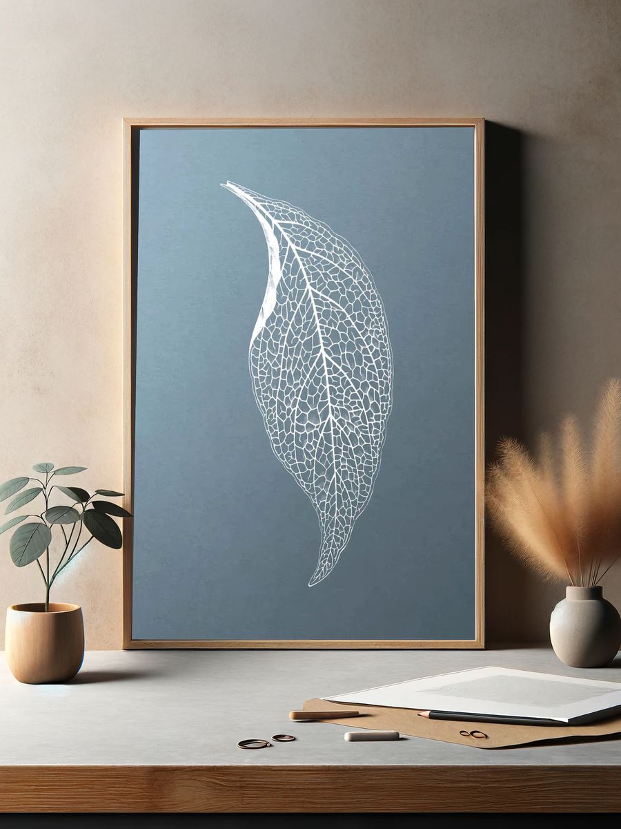 Delicate Leaf — Minimalist Print. — room view 2