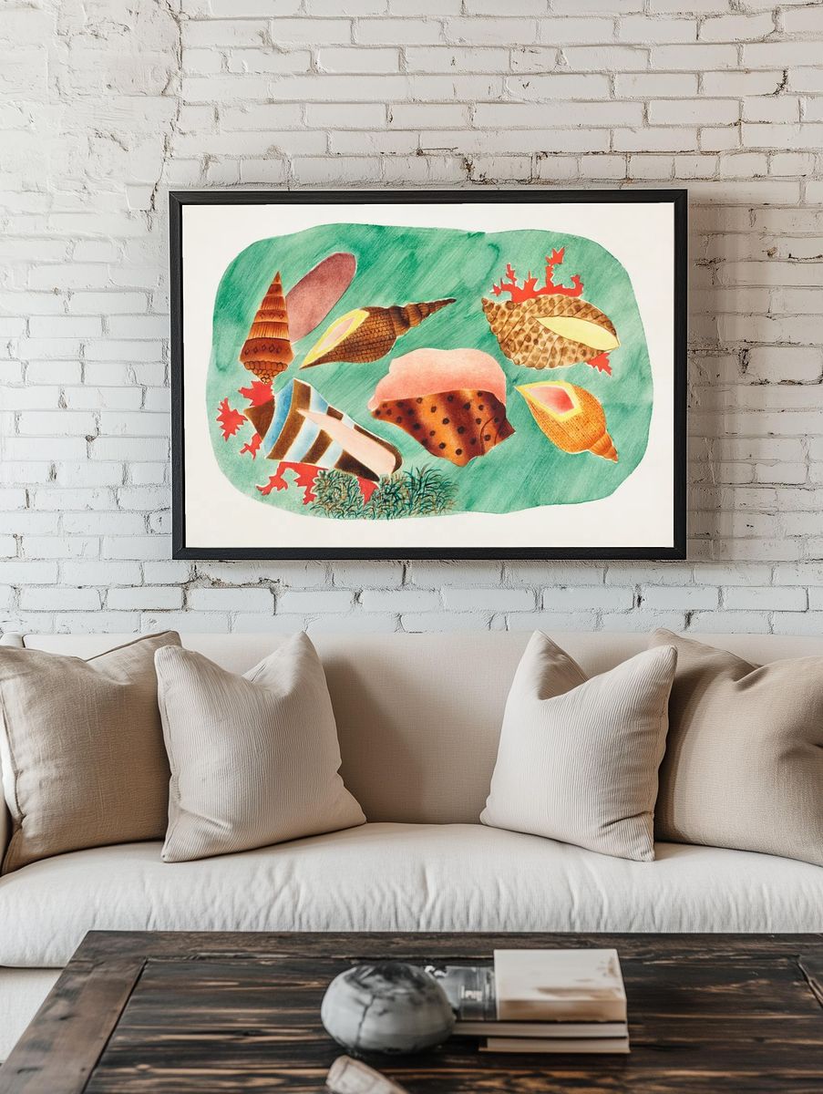 Colorful Seashells — Botanical Print. — room view 1