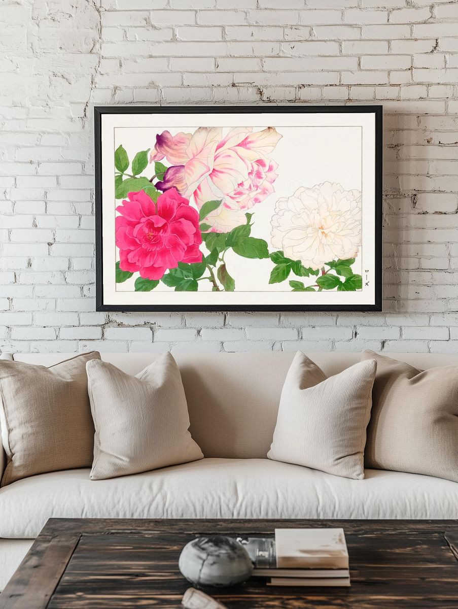 Roses Botanical Print. — room view 1