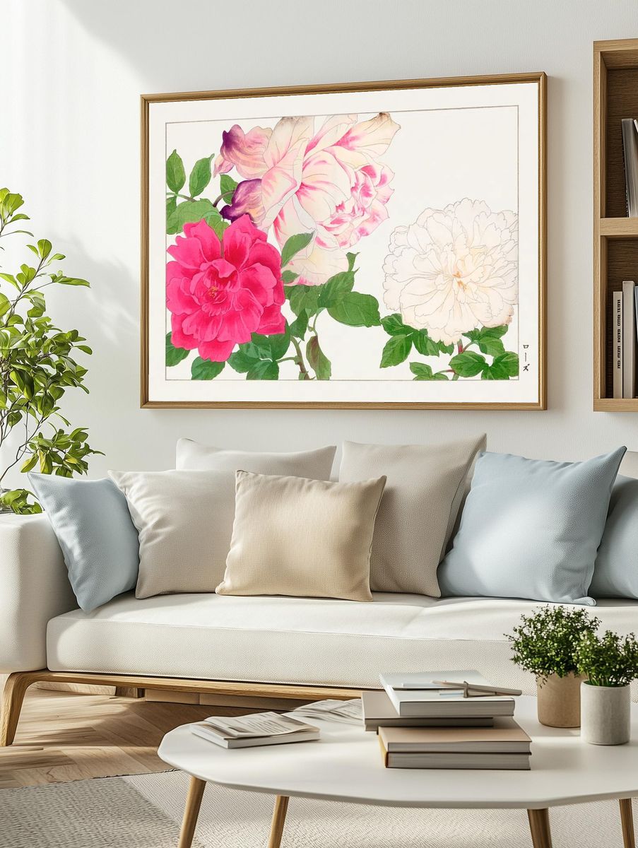 Roses Botanical Print. — room view 2