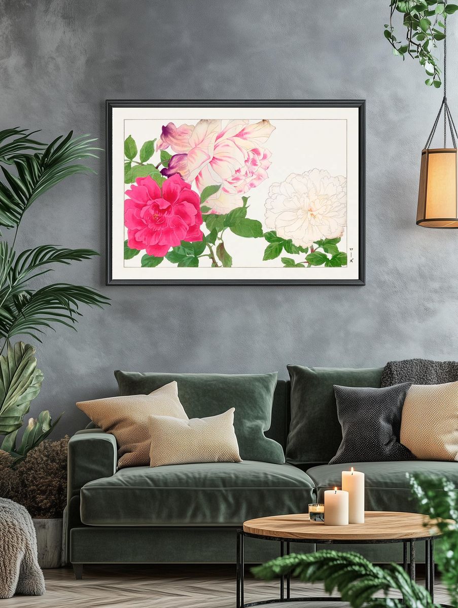 Roses Botanical Print. — room view 4