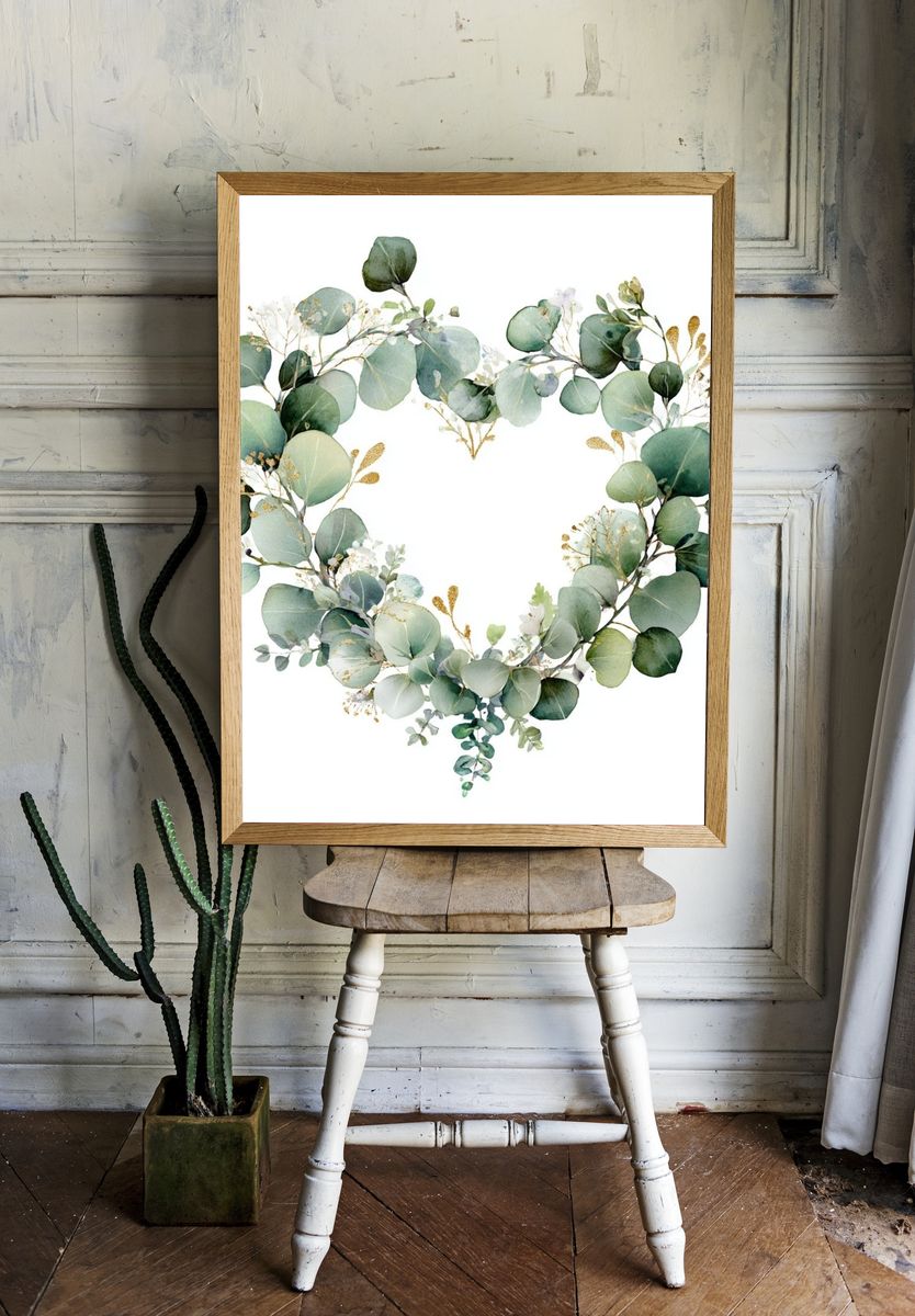 Eucalyptus Heart — Botanical Print. — room view 1