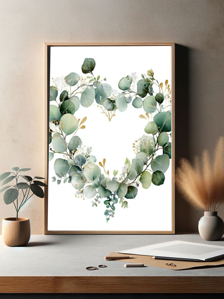 Eucalyptus Heart — Botanical Print. — room view 2