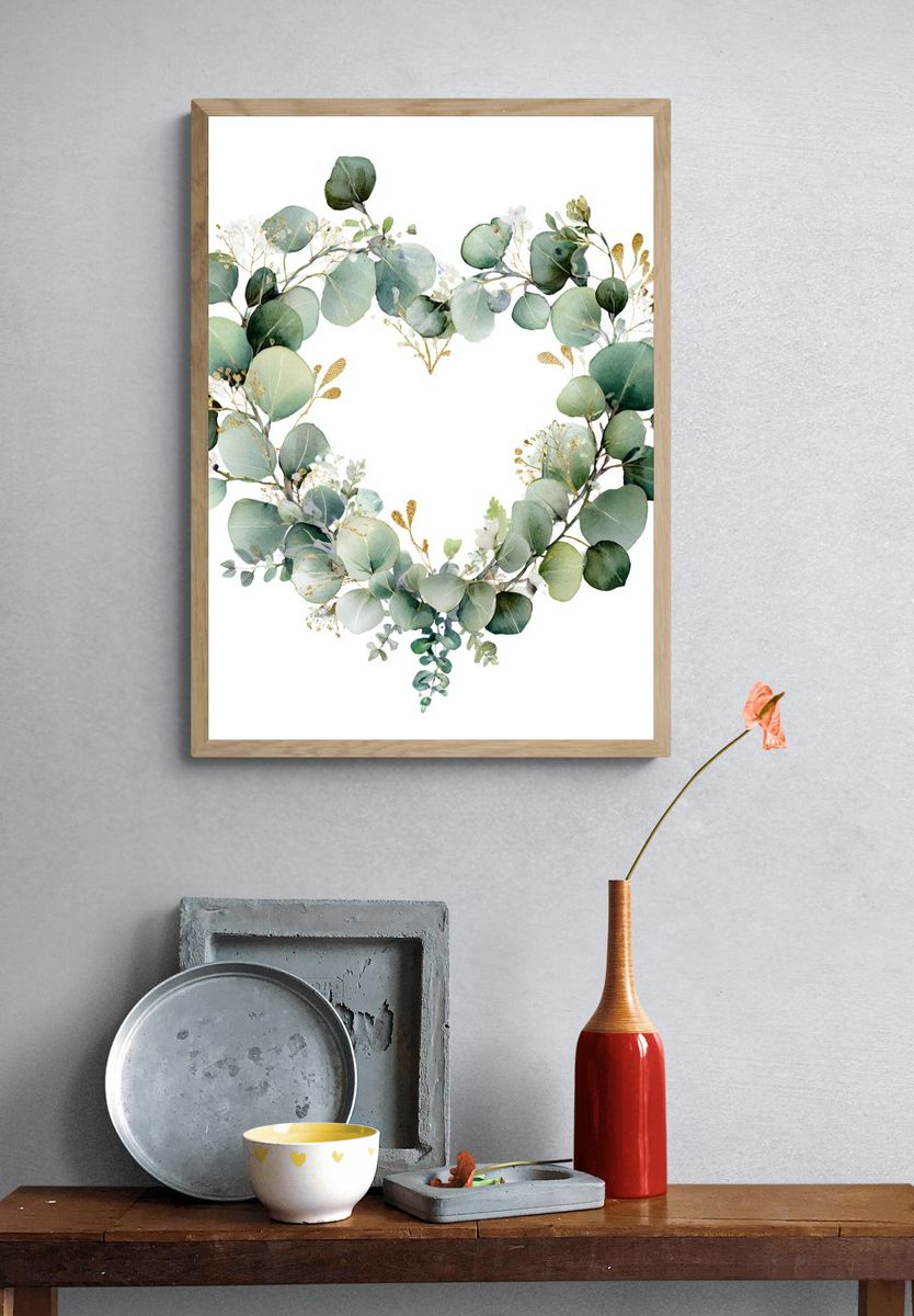 Eucalyptus Heart — Botanical Print. — room view 3