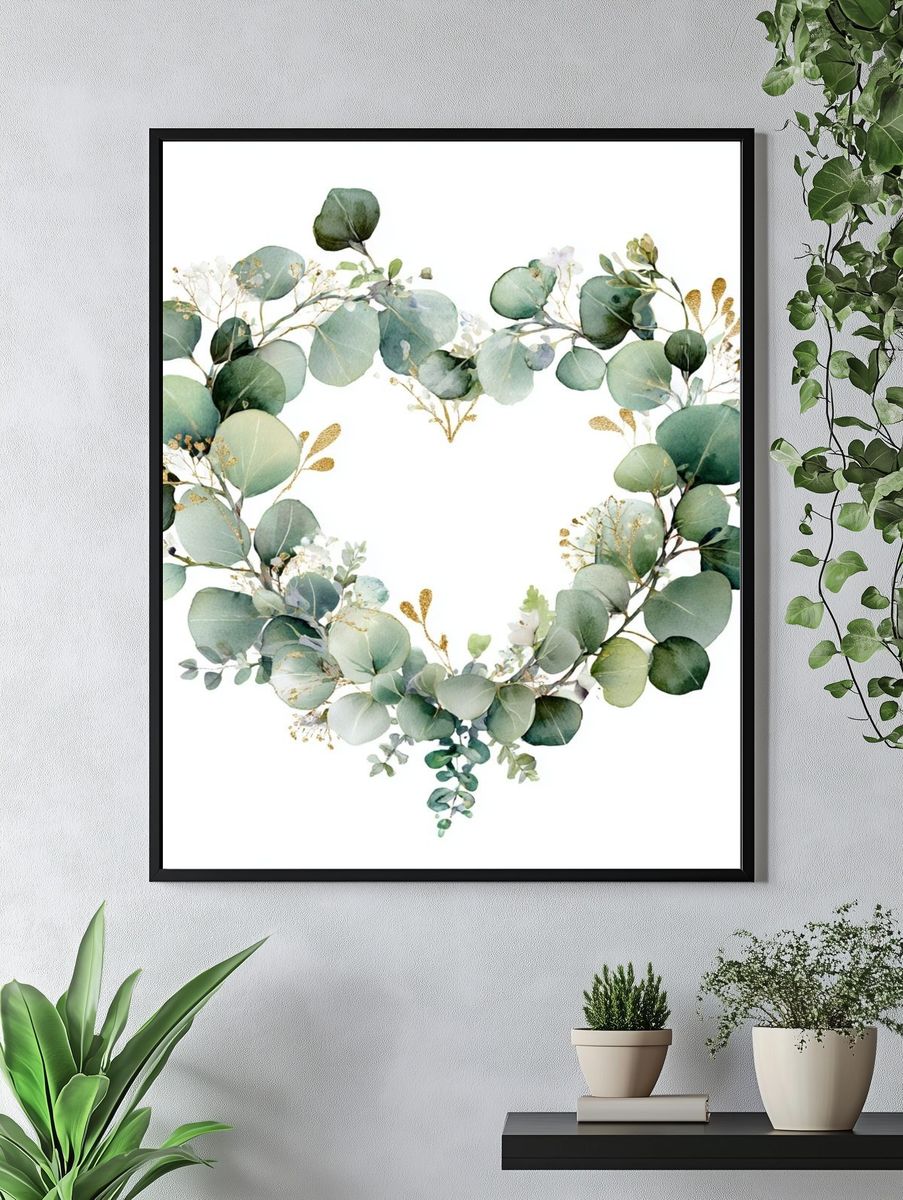 Eucalyptus Heart — Botanical Print. — room view 4