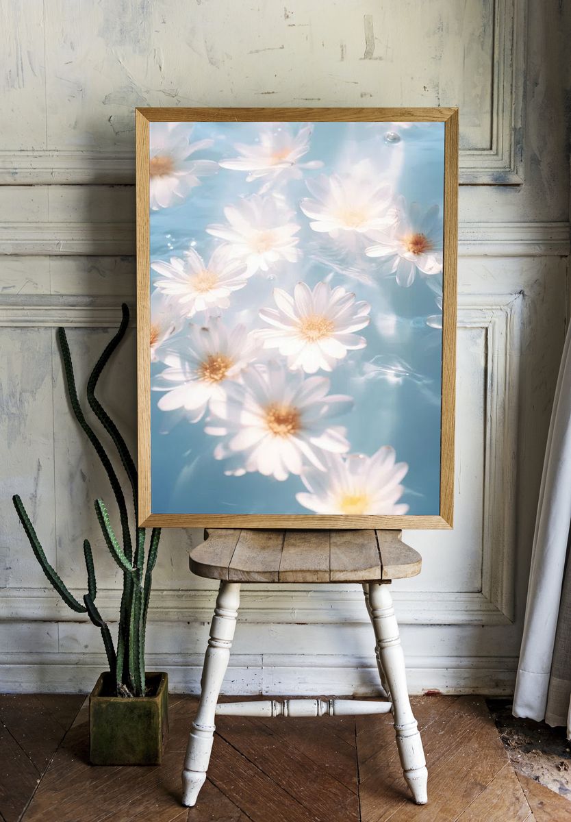 Floating Daisies — Botanical Print. — room view 1