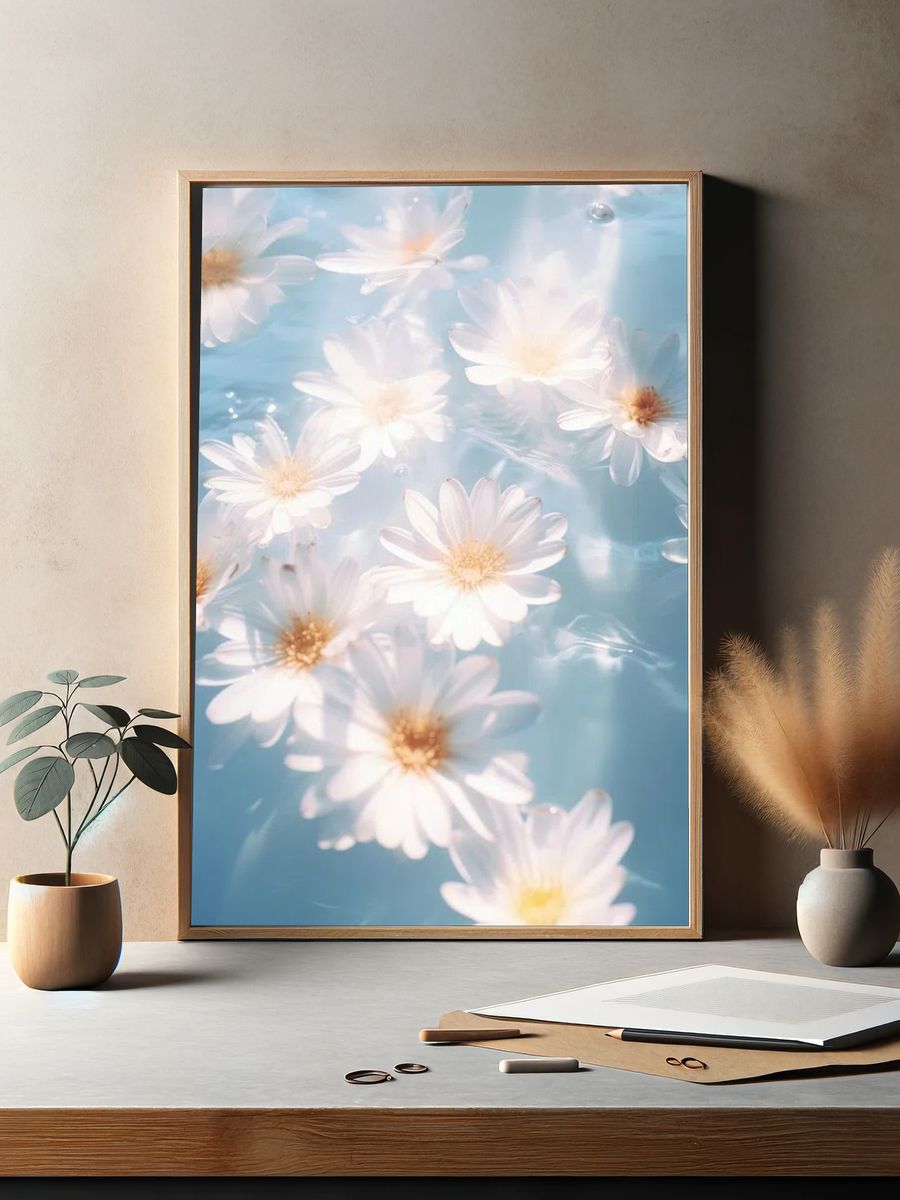 Floating Daisies — Botanical Print. — room view 2