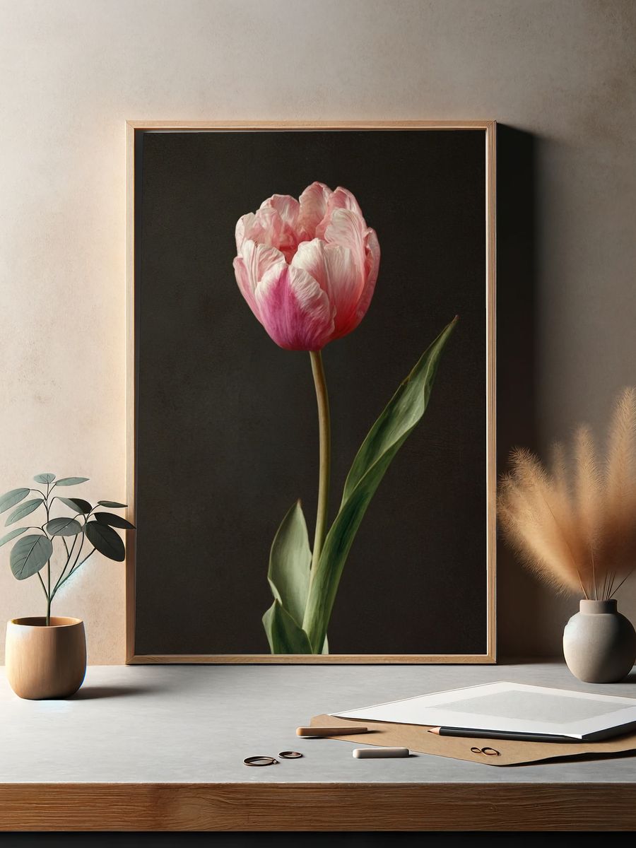 Pink Tulip — Botanical Print. — room view 2