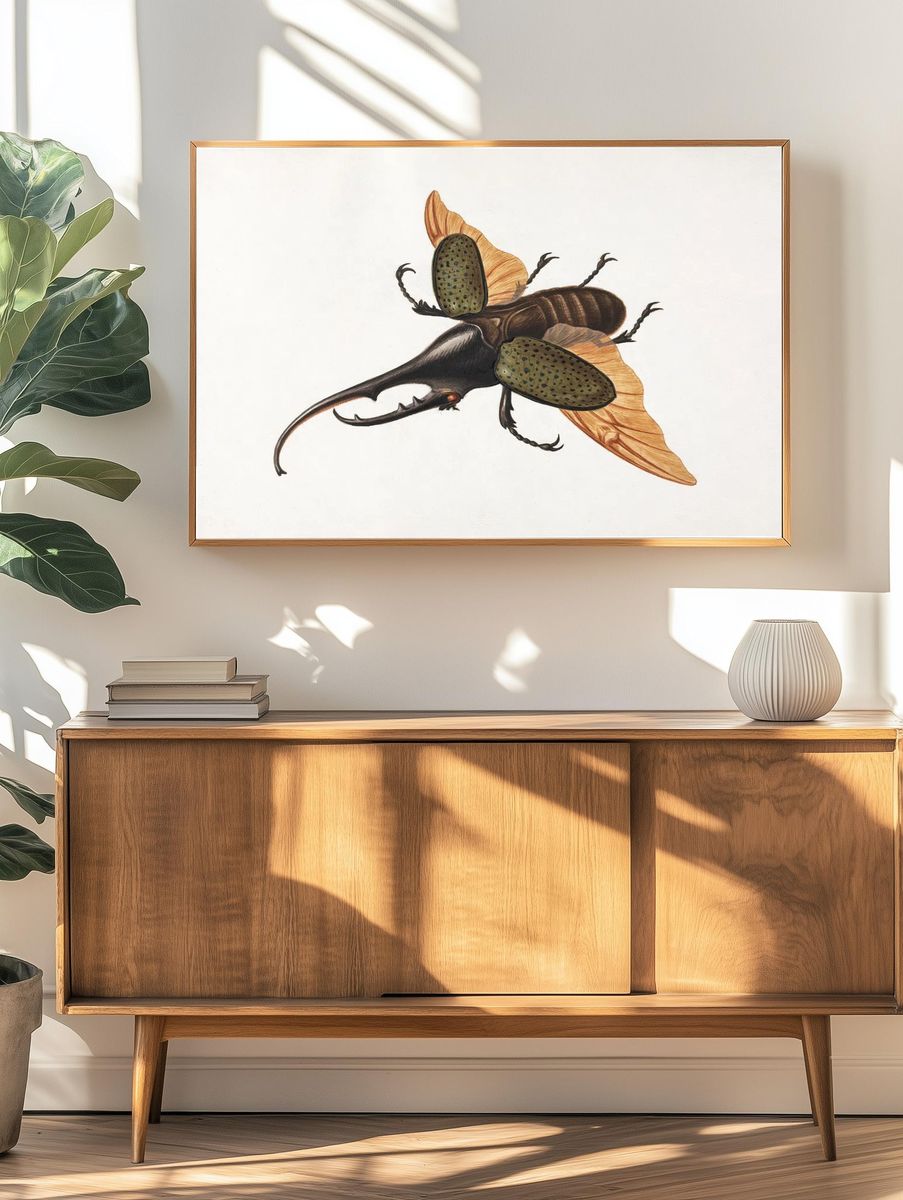 Stag Beetle — Botanical Print. — room view 3