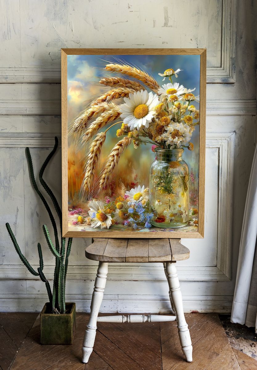 Wildflower Bouquet — Botanical Print. — room view 1