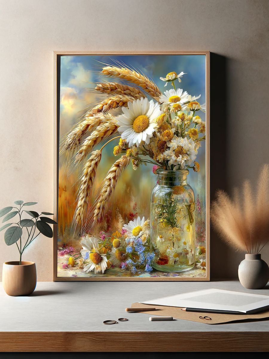 Wildflower Bouquet — Botanical Print. — room view 2