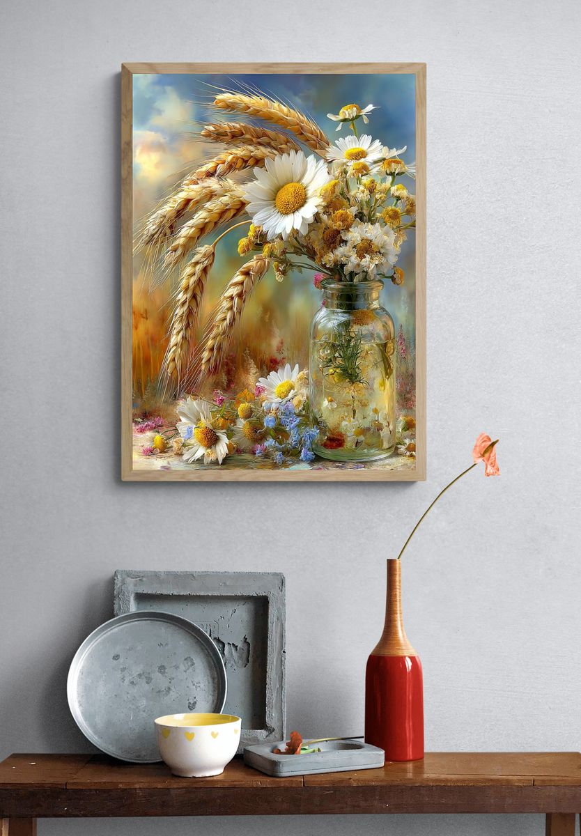 Wildflower Bouquet — Botanical Print. — room view 3