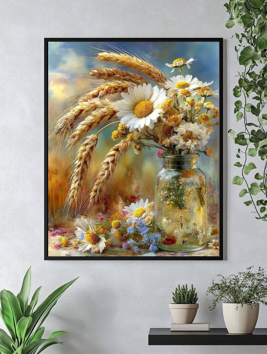 Wildflower Bouquet — Botanical Print. — room view 4