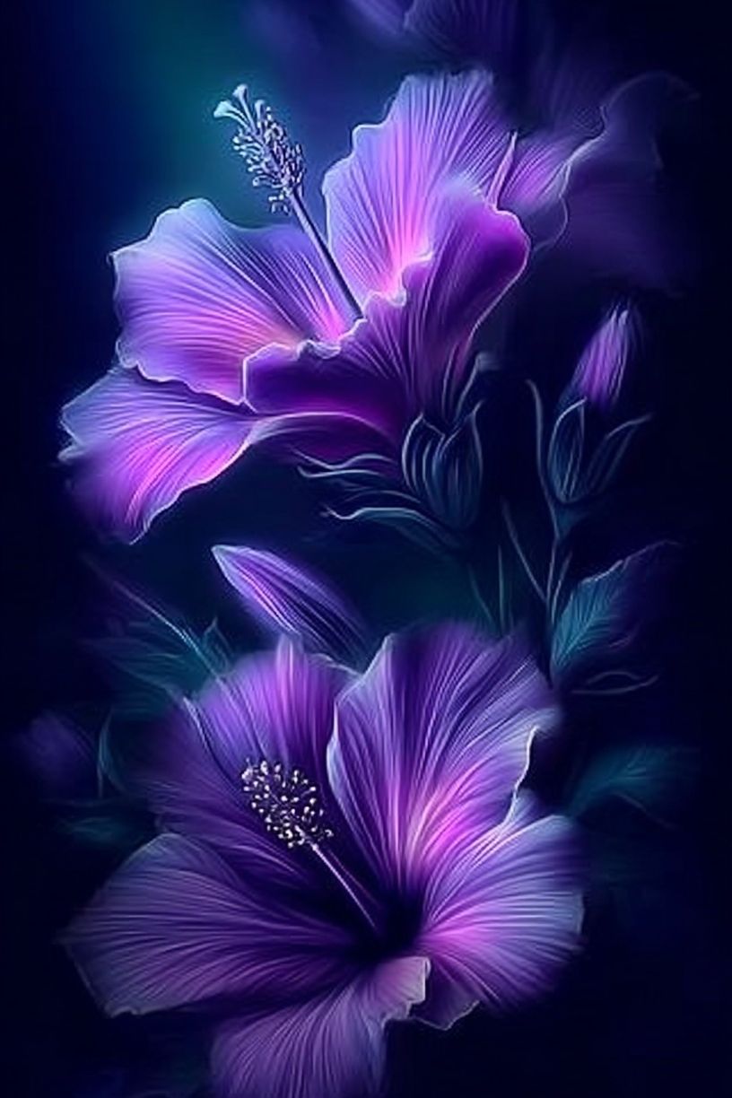 Vibrant Hibiscus Flowers — Botanical Print. poster — botanical art