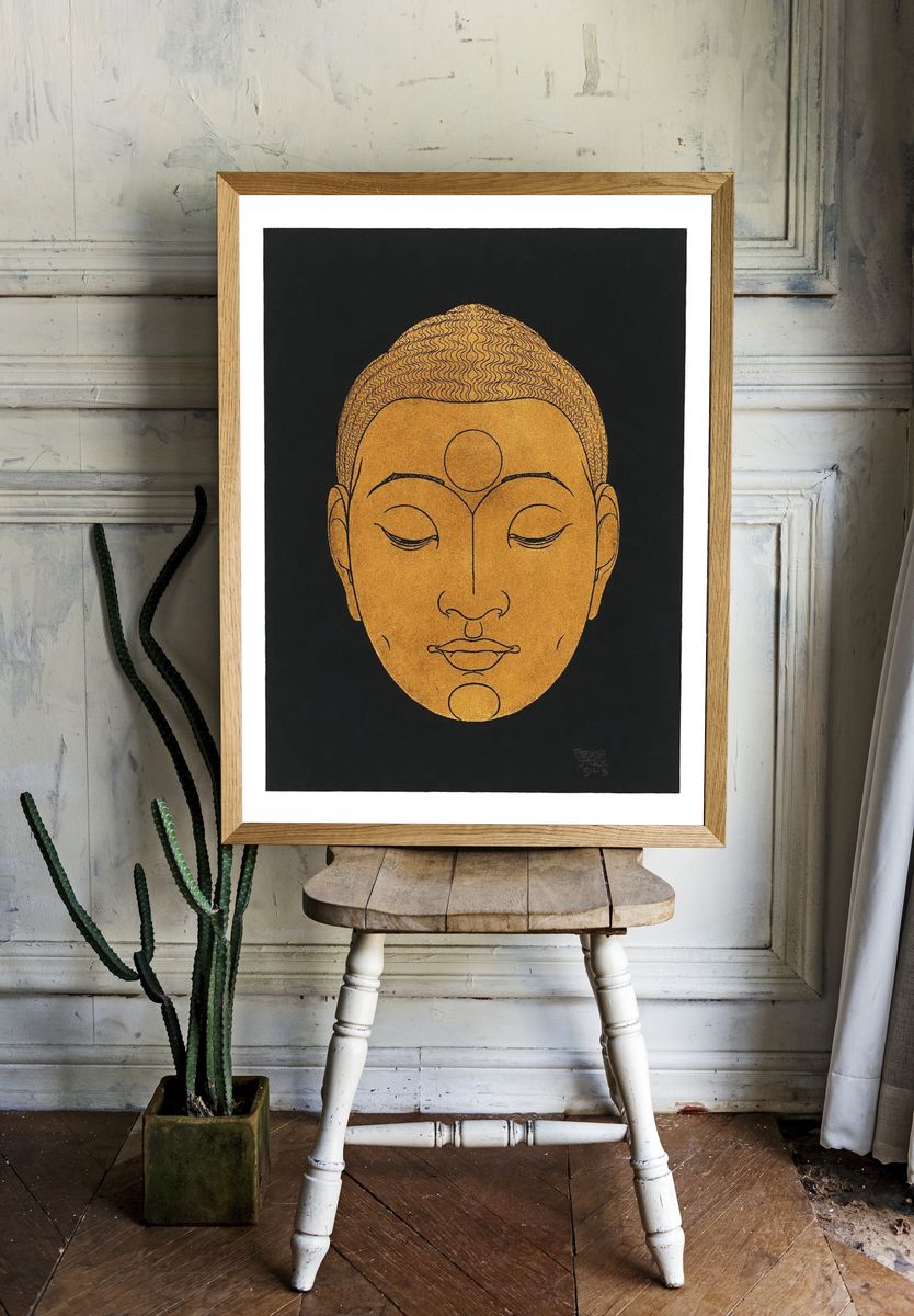 Buddha Face — Minimalist Print. — room view 1