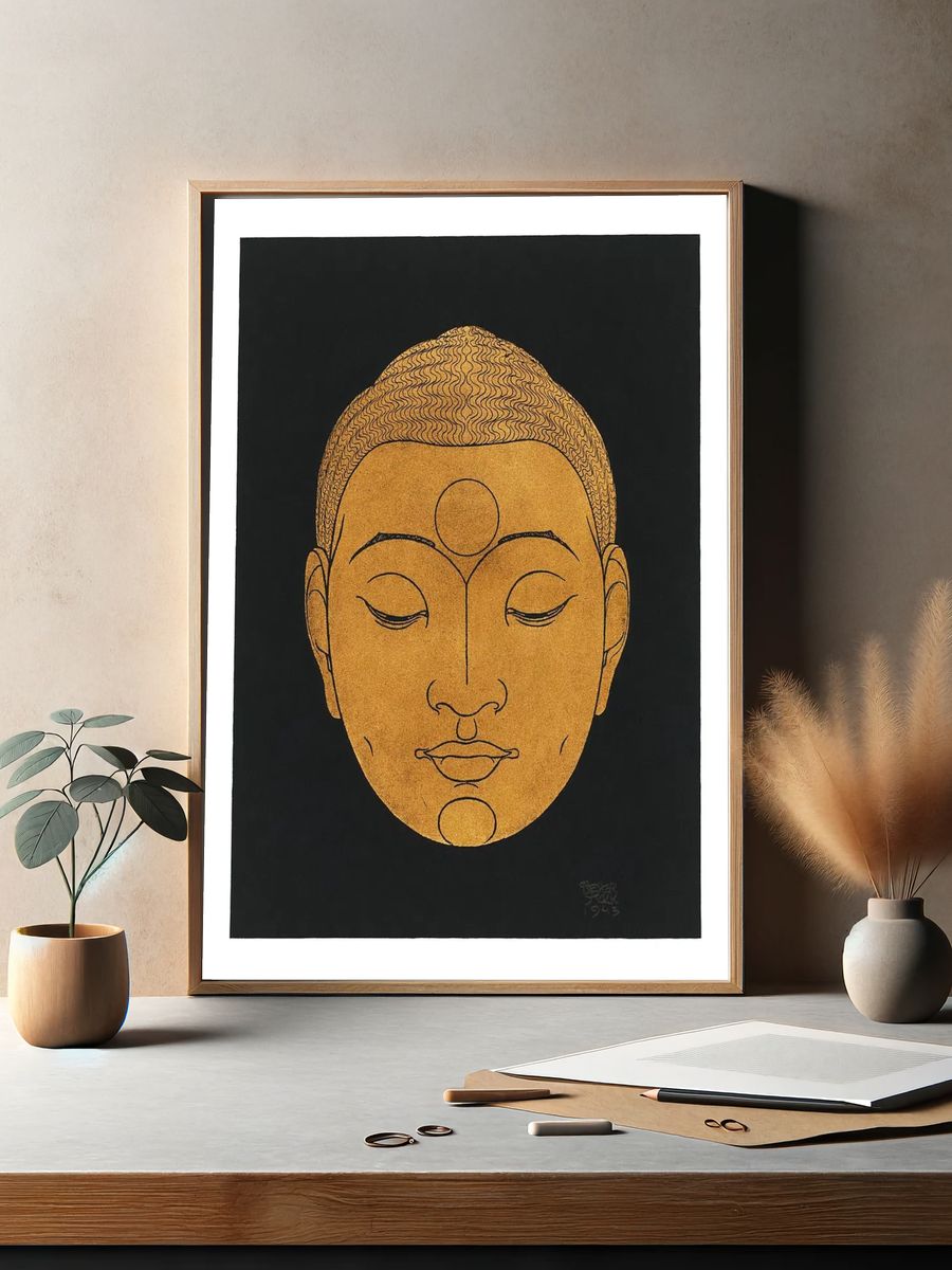 Buddha Face — Minimalist Print. — room view 2