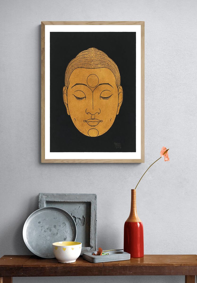 Buddha Face — Minimalist Print. — room view 3