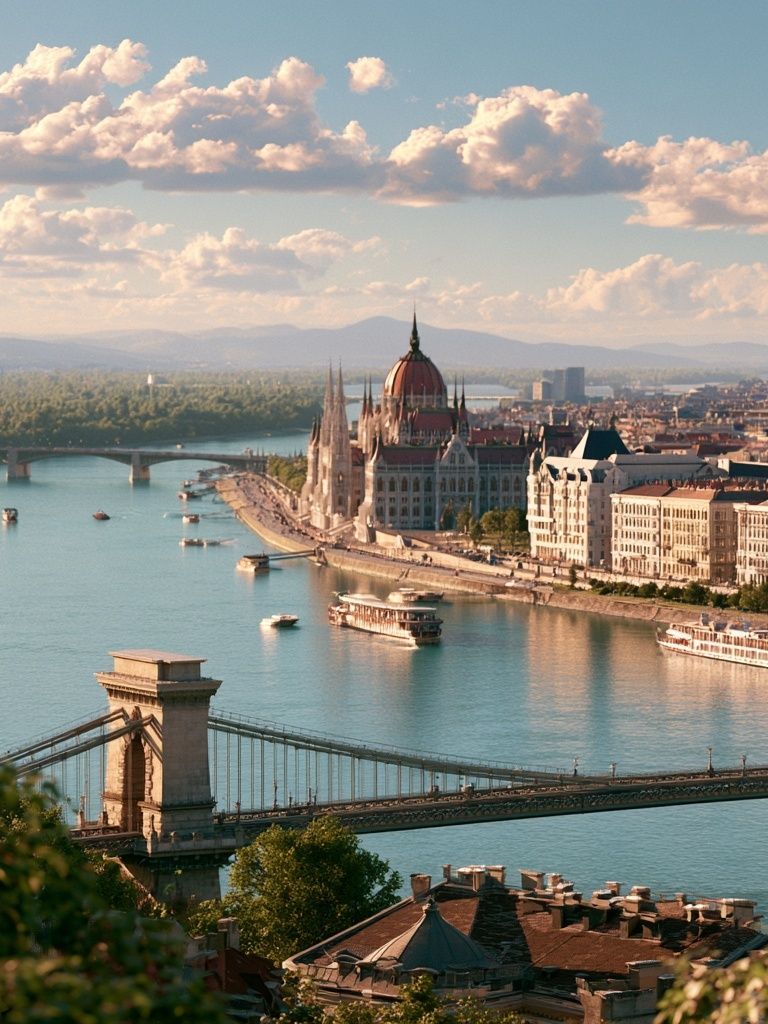 Budapest Danube Skyline Photography Poster. poster detail