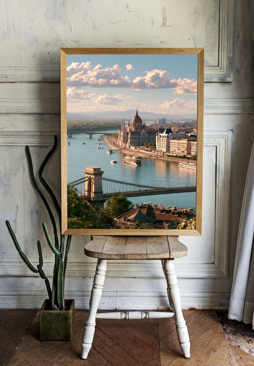 Budapest Danube Skyline Photography Poster. room preview