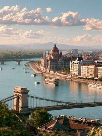 Budapest Danube Skyline Photography Poster.
