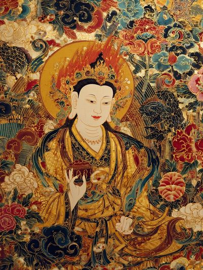 Golden Buddha Floral Surrealism Poster. poster print