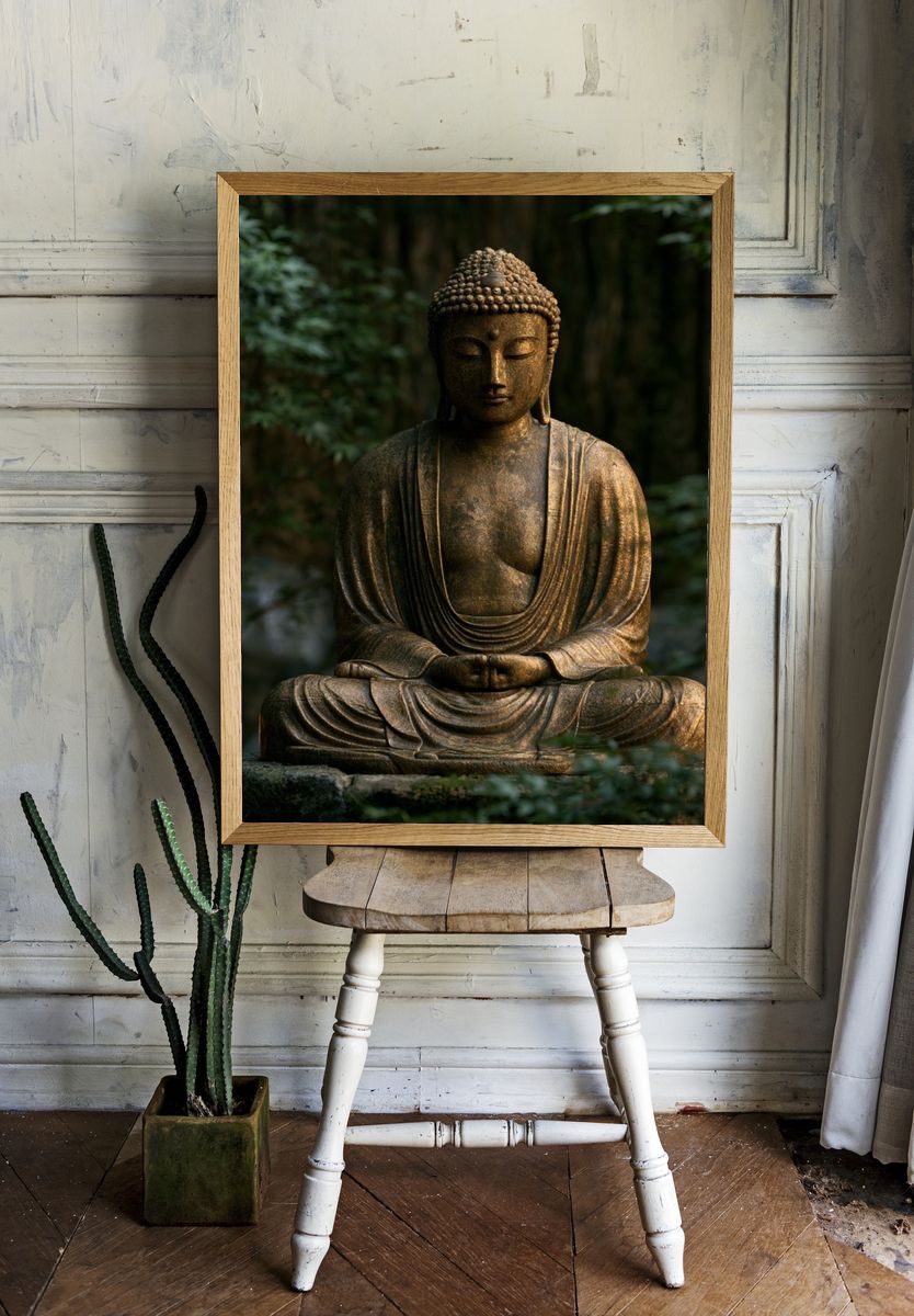 Meditating Buddha Photography Poster. room preview