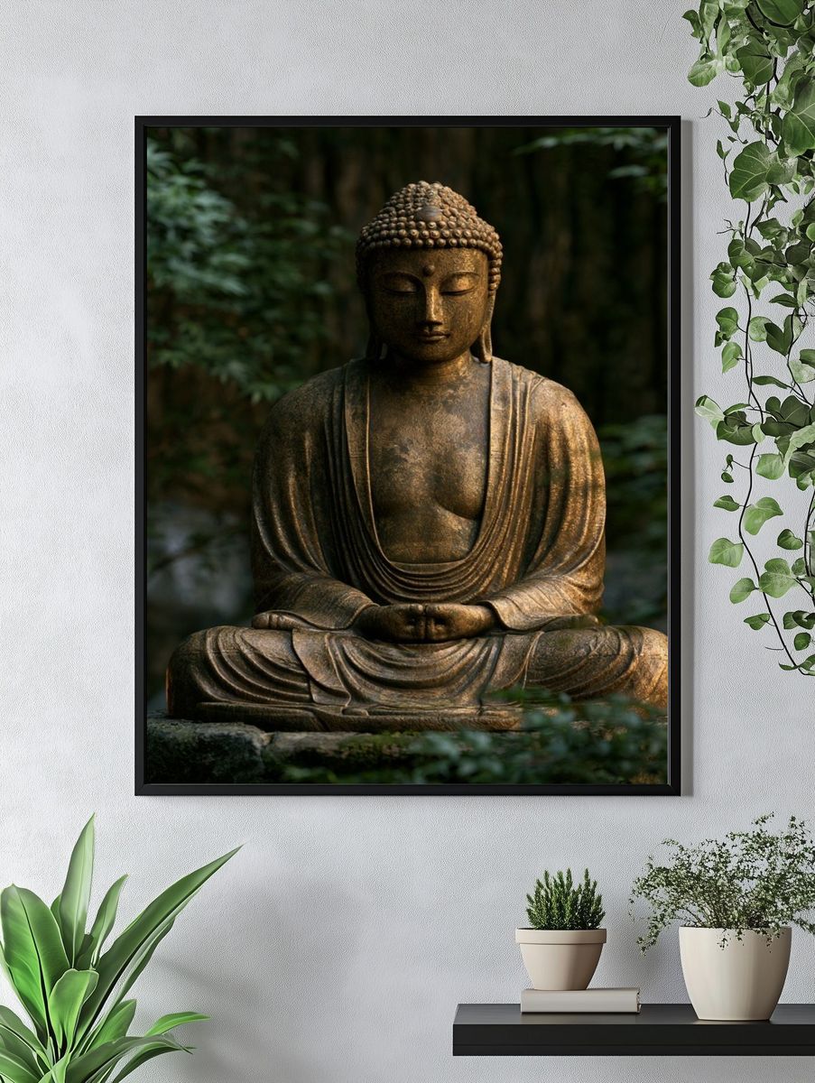 Meditating Buddha Photography Poster. — room view 4