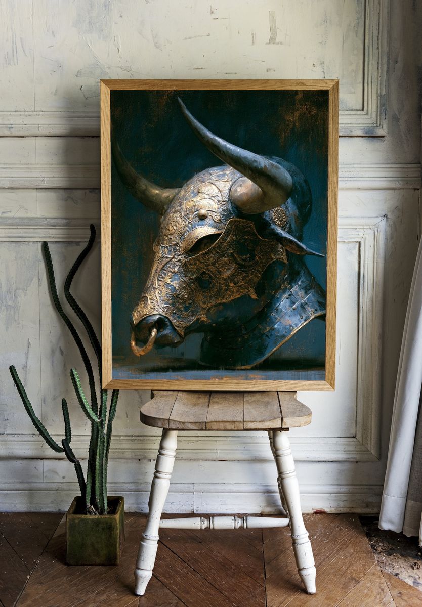 Bull Head Surrealism Print. — room view 1