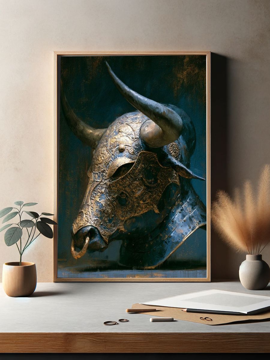Bull Head Surrealism Print. — room view 2