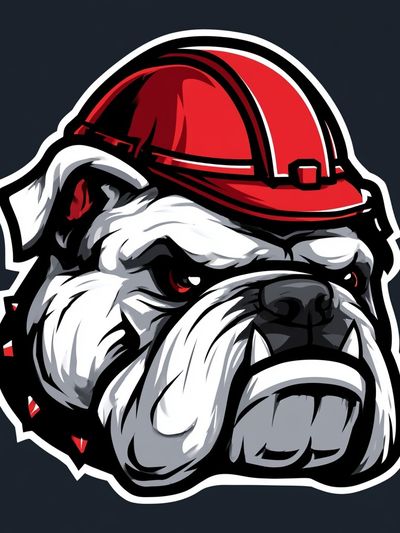 Bulldog Hard Hat Illustration Poster.
