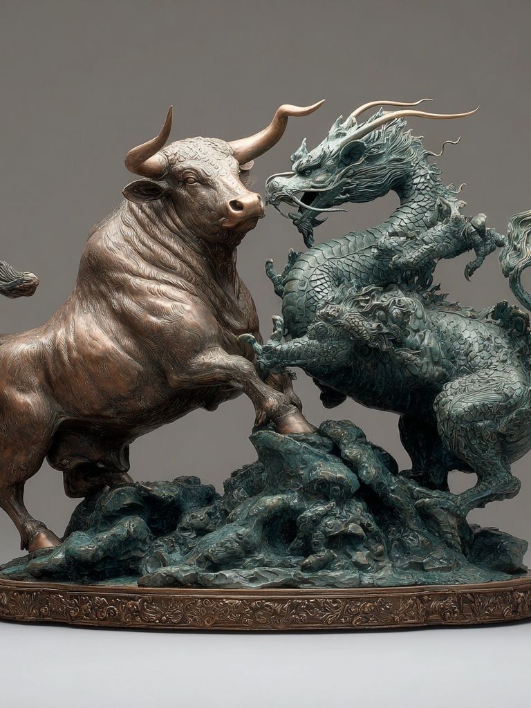 Bull and Dragon Sculpture Print. poster detail
