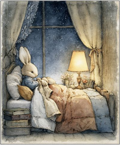 Sleepy Bunny — Illustration Print. poster print