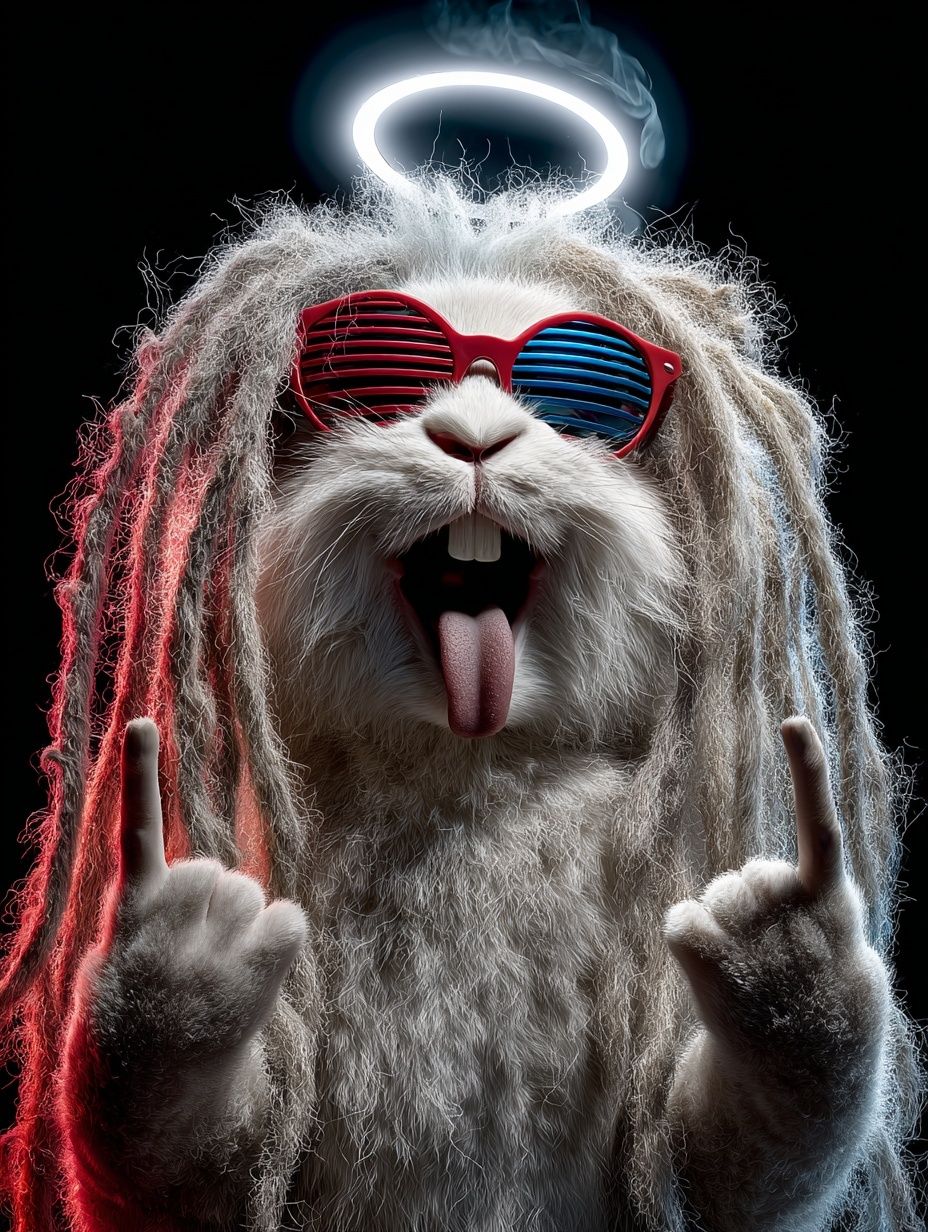 Cool Bunny with Dreadlocks — Funny Print. poster detail