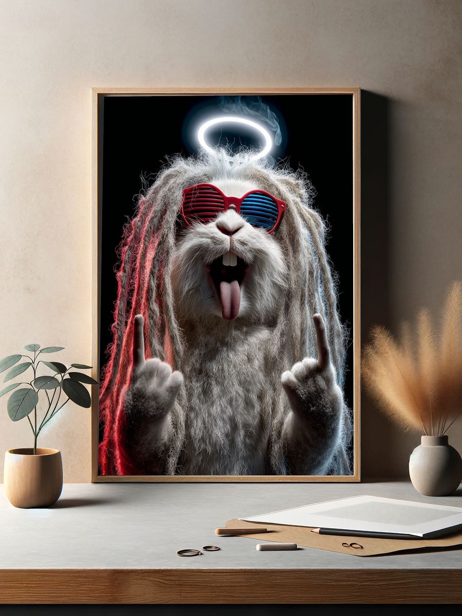 Cool Bunny with Dreadlocks — Funny Print. — room view 2