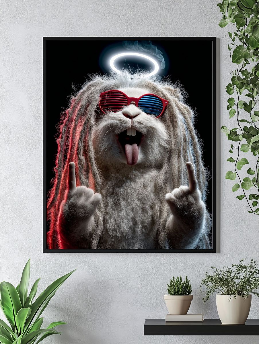 Cool Bunny with Dreadlocks — Funny Print. — room view 4
