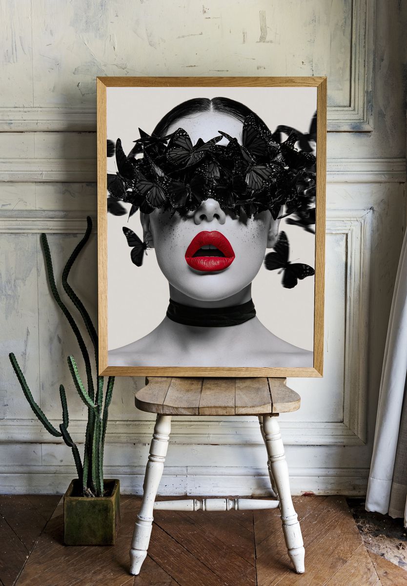 Butterfly Veil Portrait Print. room preview