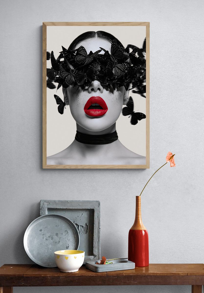 Butterfly Veil Portrait Print. — room view 3