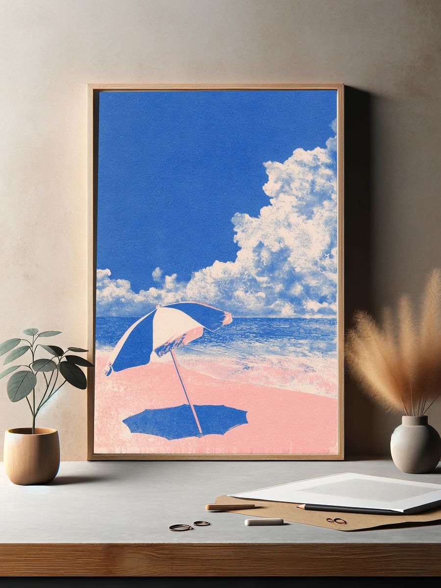 Beach Umbrella — Vintage Print. — room view 2