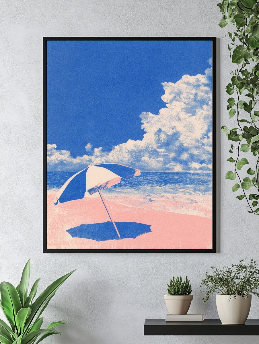 Beach Umbrella — Vintage Print. — room view 4