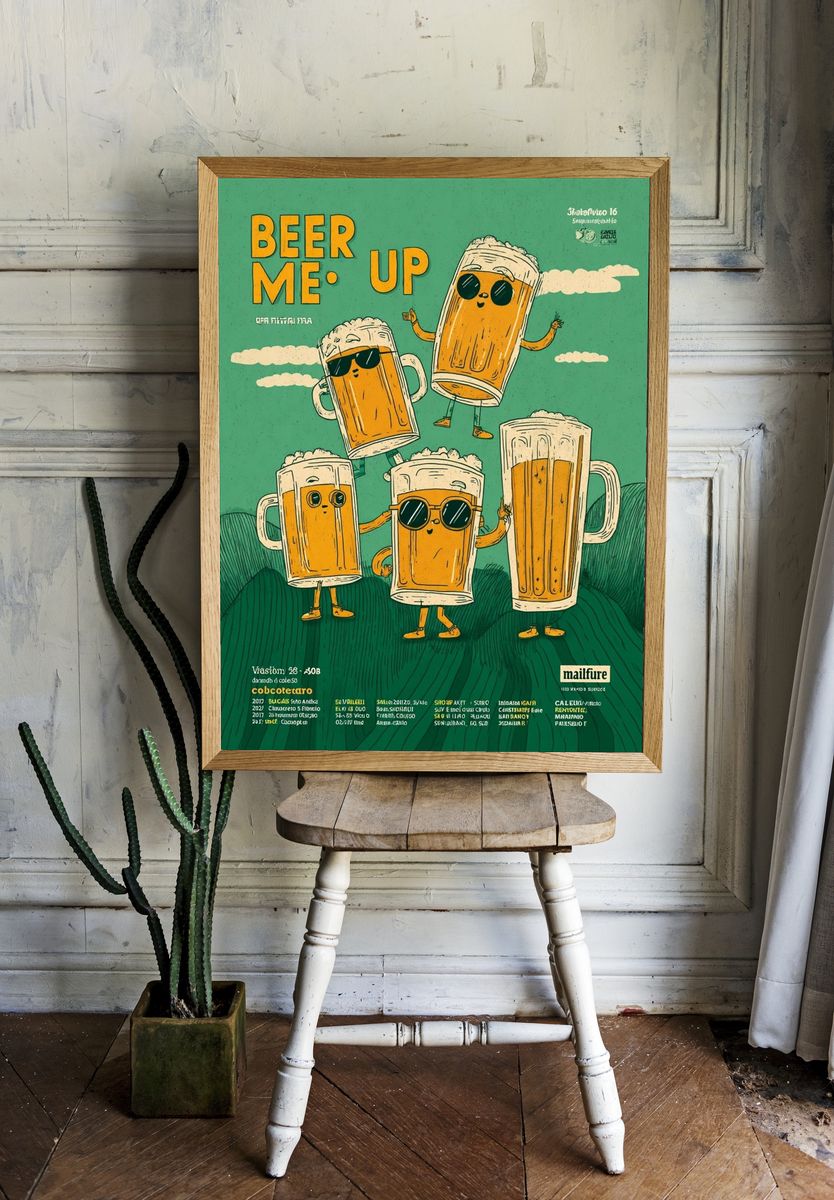Beer Me Up — Funny Illustration Print. — room view 1