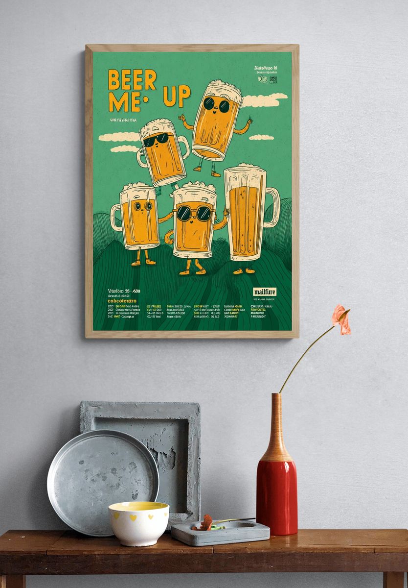 Beer Me Up — Funny Illustration Print. — room view 3