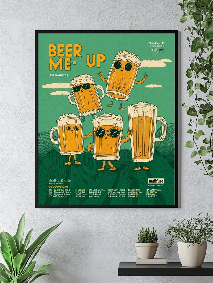 Beer Me Up — Funny Illustration Print. — room view 4