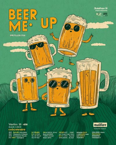 Beer Me Up — Funny Illustration Print. poster print