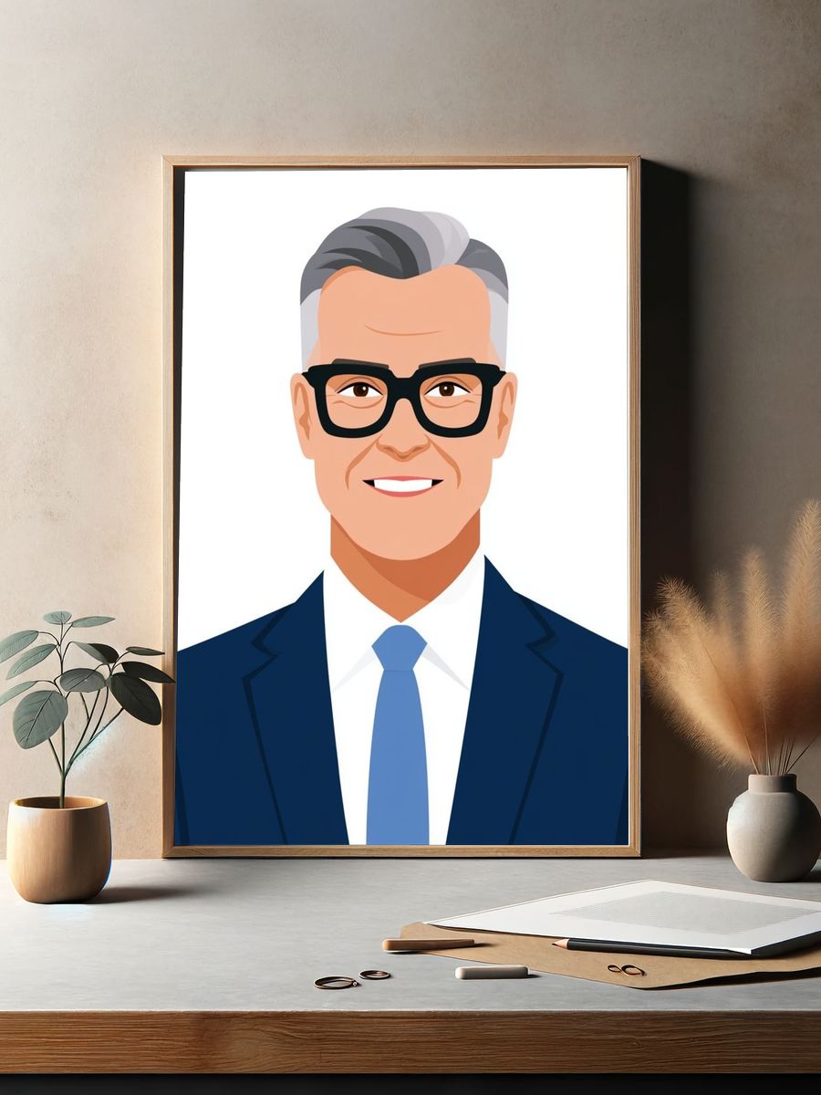 Businessman Portrait Illustration Poster. — room view 2