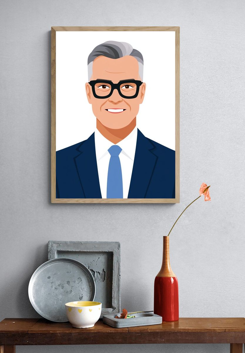 Businessman Portrait Illustration Poster. — room view 3