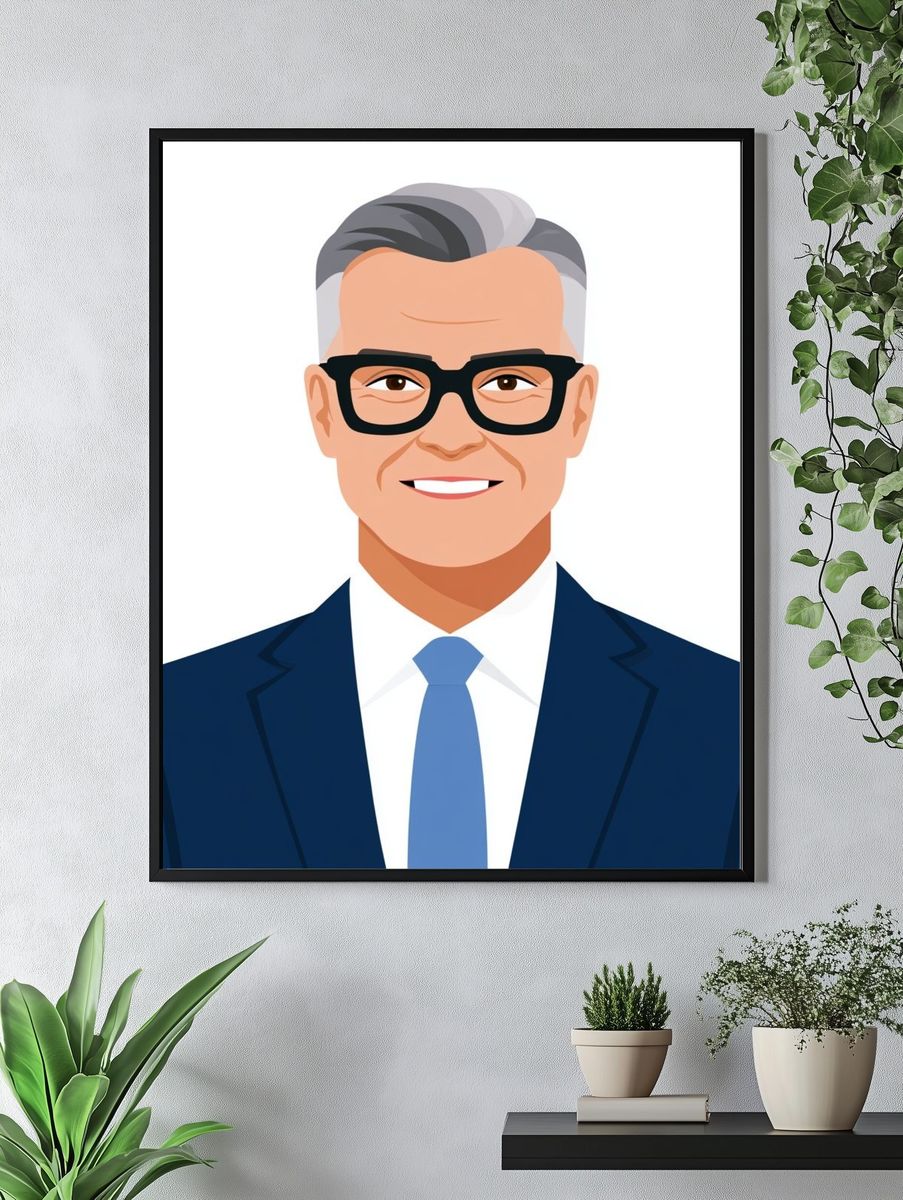 Businessman Portrait Illustration Poster. — room view 4