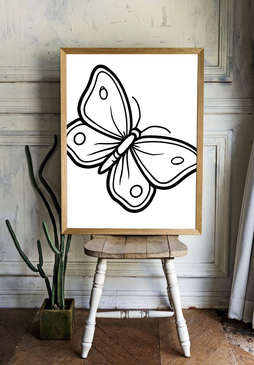 Butterfly Line Art Print. — room view 1