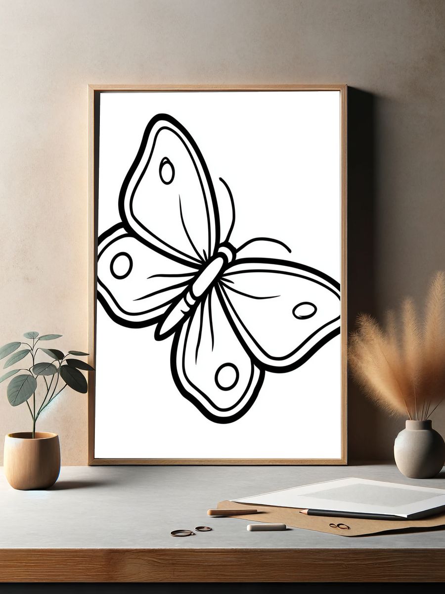 Butterfly Line Art Print. — room view 2