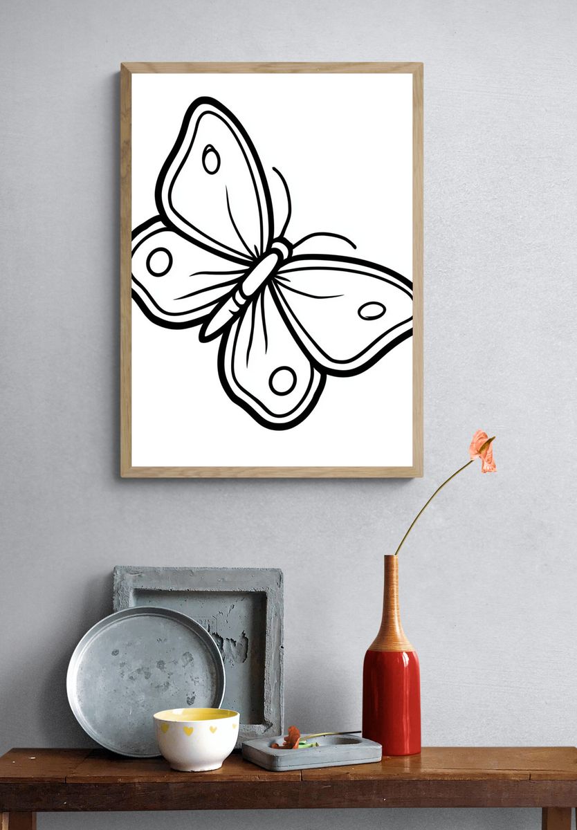 Butterfly Line Art Print. — room view 3